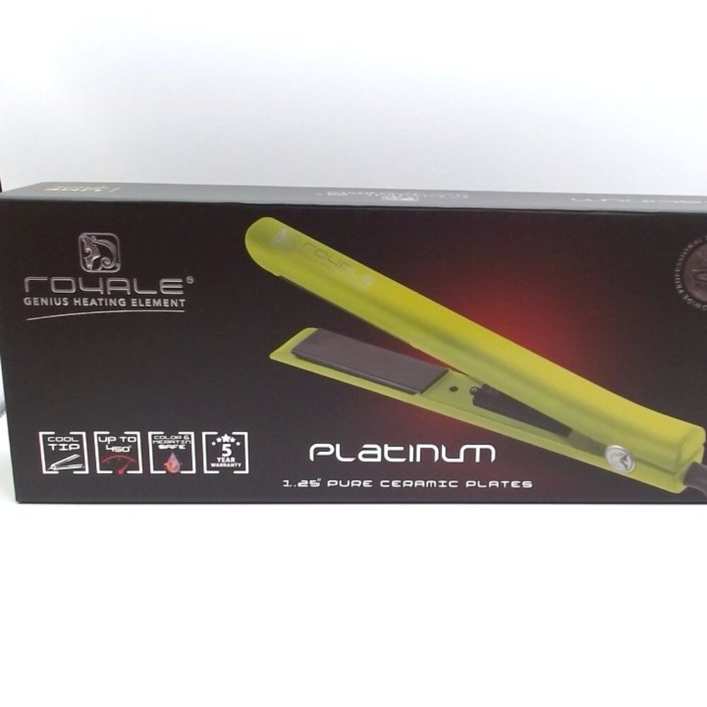 Royale Platinum 1.25” Pure Ceramic Hair Straightener – Lime Green NEW